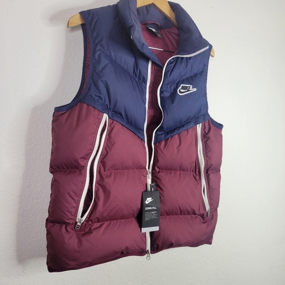 NWT Nike Shield Down filled puffer vest blue & burgundy medium - Picture 10 of 10